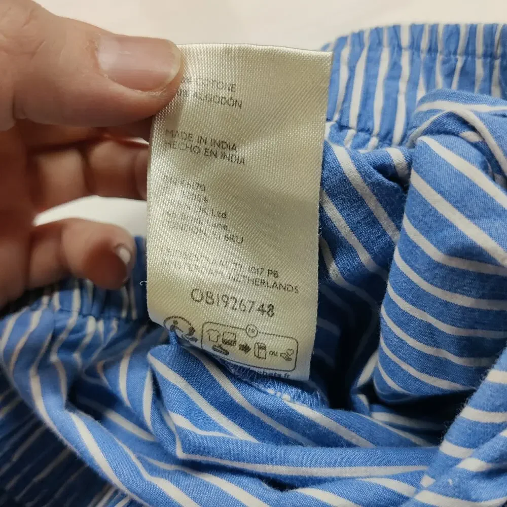 Anthropologie Boxer Pajama Style Pants Blue Stripe Medium Preppy Loungewear